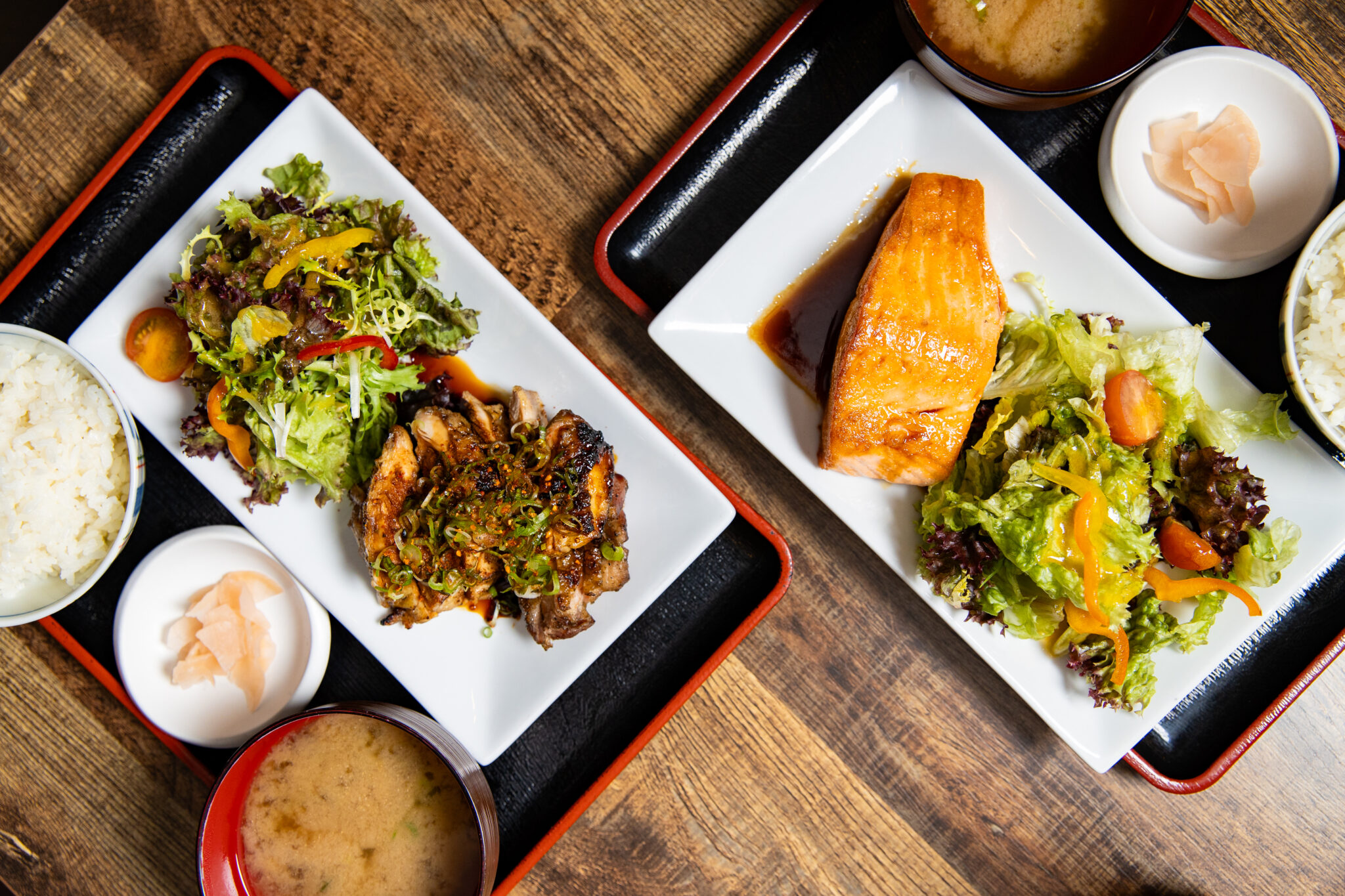 Teriyaki chicken and salmon lunch sets at So Restaurant